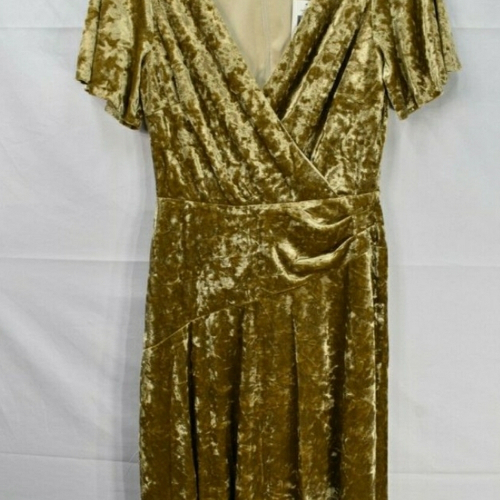 ralph Lauren velvet dress goldfish mustard color, very nice thick material